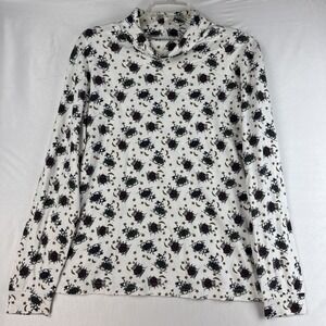 Northern Isles Winter Bear Print Turtleneck Women's M 100% Cotton Long Sleeve